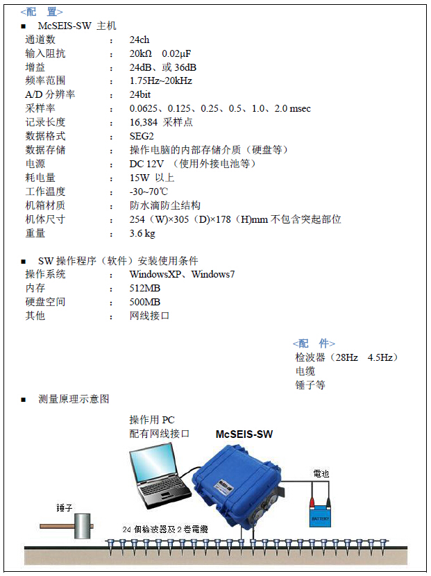 McSEIS-SW,高精度淺層地震儀,地震儀,24通道地震儀,工程地震儀,淺層地震記錄儀